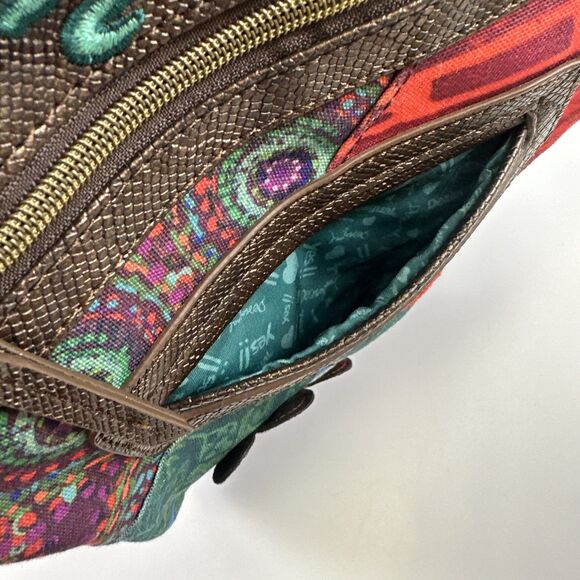 Desigual Patchwork Floral Crossbody Purse Bag Multicolored Faux Leather Zip - Picture 7 of 16